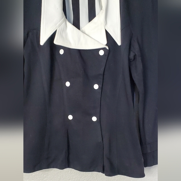 💚5/$25 Black & White Button Fitted Taylored Double-Breasted Blazer Jacket - Picture 2 of 6